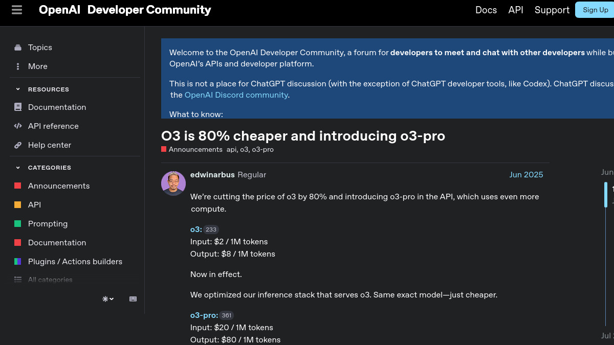 OpenAI o3 and o3-pro pricing page showing the reasoning model lineup