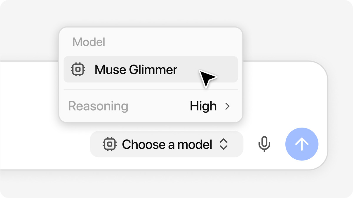 Muse Glimmer selected as the active model in LM Studio Bionic's chat interface