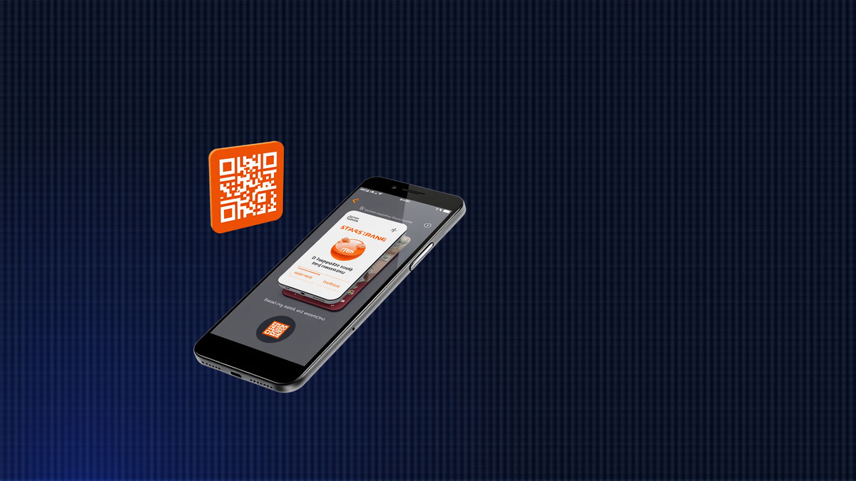 A smartphone displaying a mobile app preview with QR code - representing Replit's mobile app building capabilities