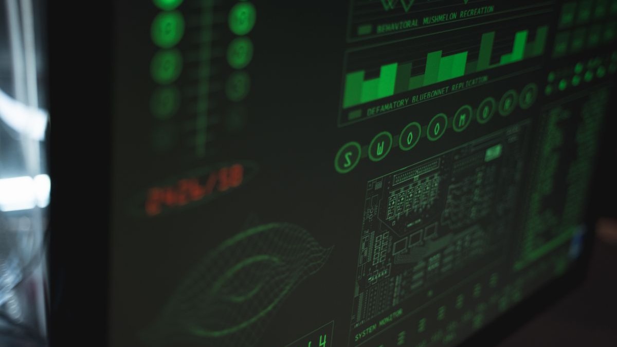 Close-up view of computer code on a terminal screen in a security context