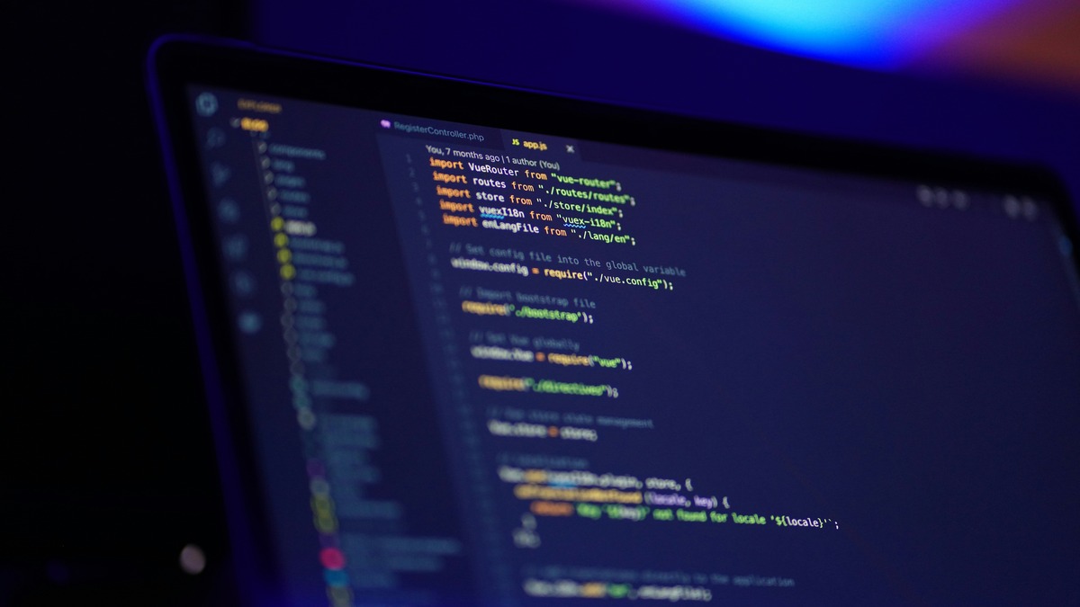 A screen of colorful source code viewed close up