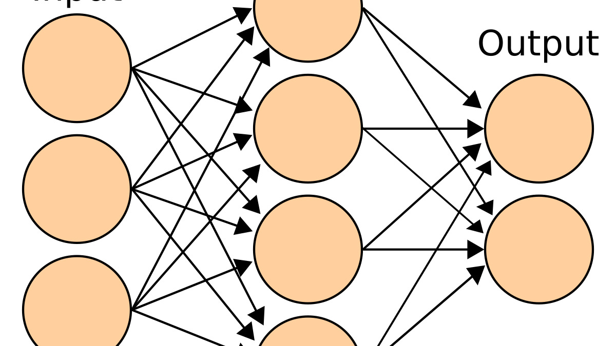 A diagram of an artificial neural network with connected layers