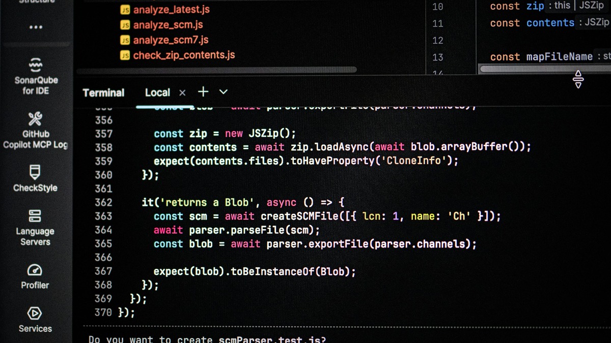 A software engineer's IDE showing an AI coding agent asking for permission before writing a new test file