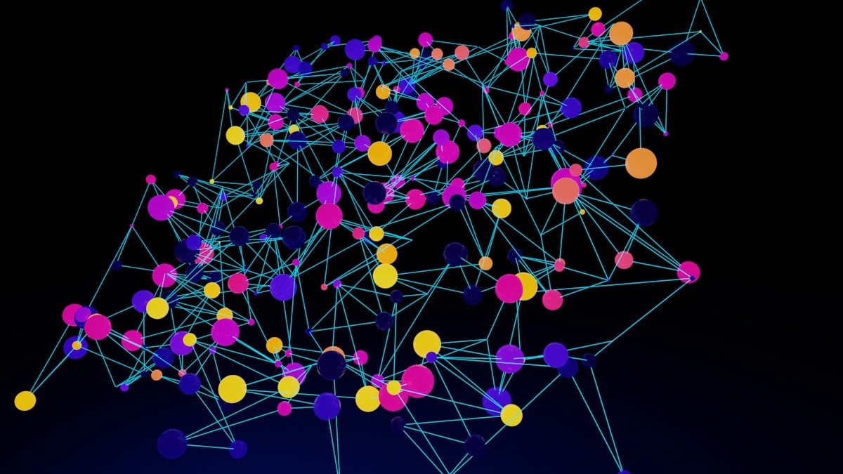 Abstract network of interconnected dots representing AI reasoning pathways