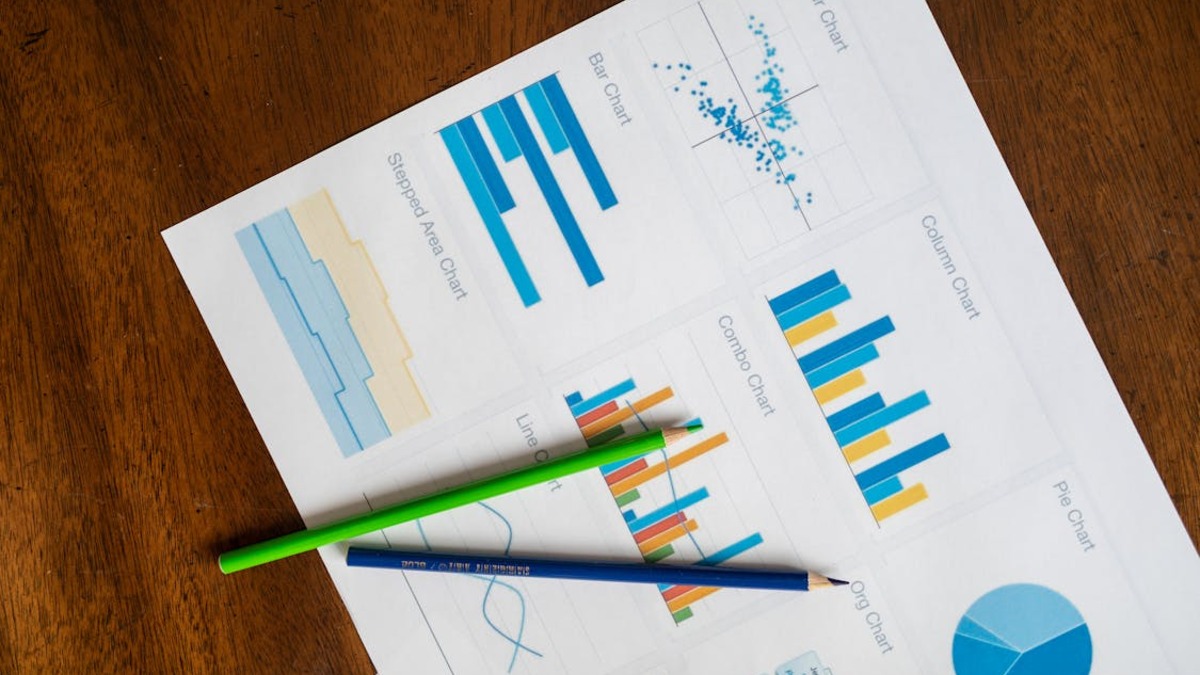 Colorful production planning charts with pencils