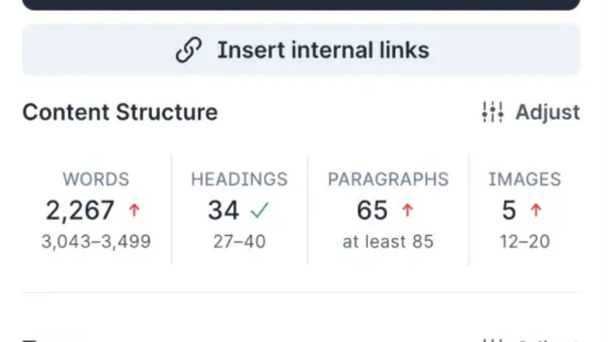Surfer SEO's Content Editor showing real-time optimization scoring