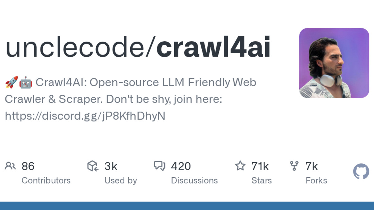Crawl4AI on GitHub - 70K+ stars, the most-starred AI web crawler