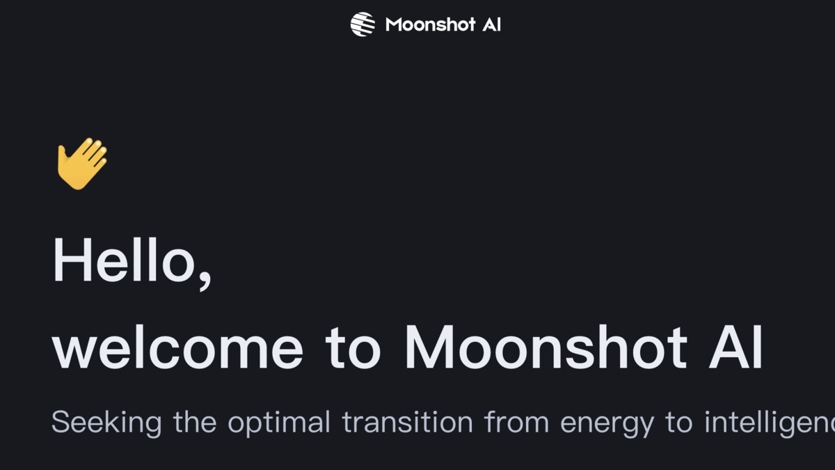 Moonshot AI wordmark logo on a dark background